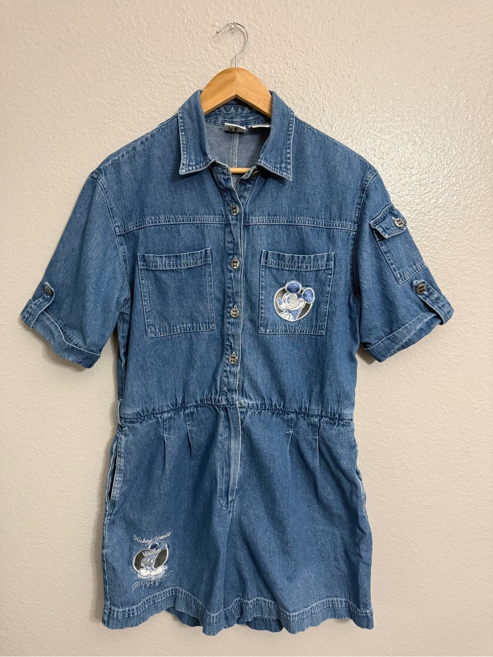 Vintage Denim Mickey Mouse Short Utility Romper